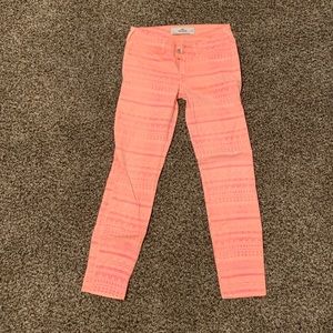 Hollister Pink Patterned Skinny Crop Jeans